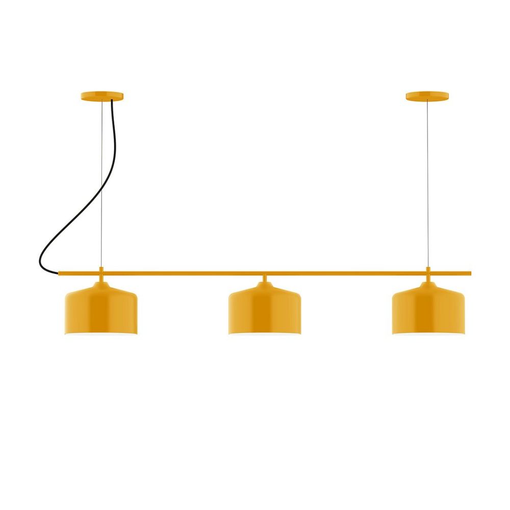 Montclair Lightworks CHA419-21 3-Light Linear Axis Chandelier Bright Yellow Finish